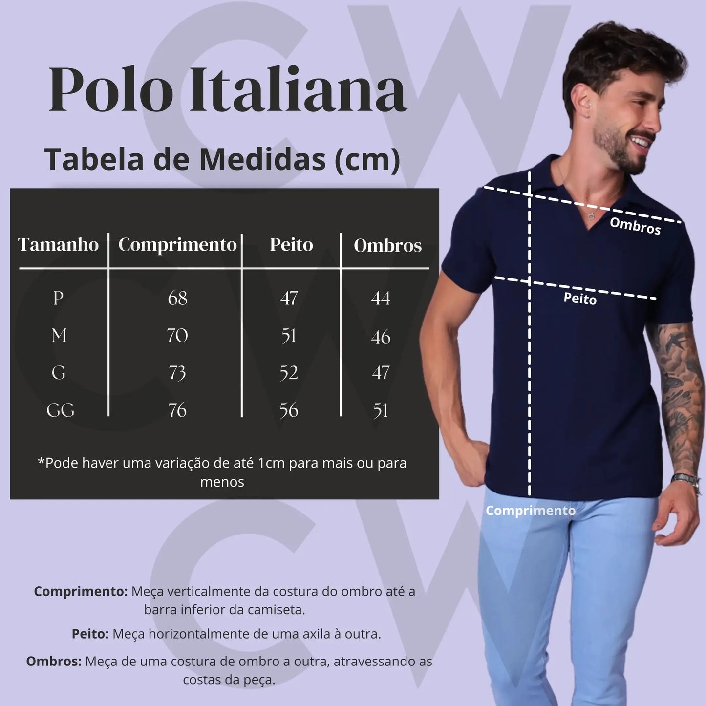 Camisa Polo Italiana Tricot Azul Marinho