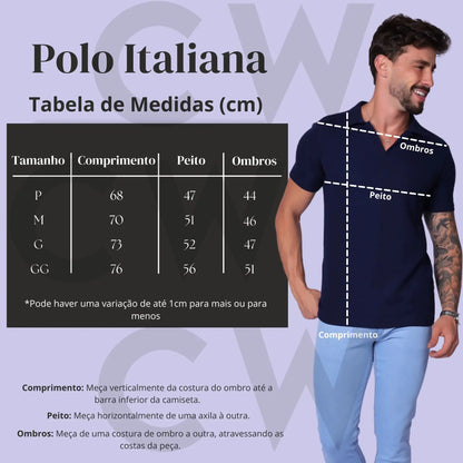 Camisa Polo Italiana Tricot Azul Marinho