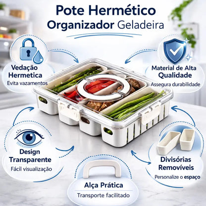 Pote Hermético Organizador com 4 Divisórias