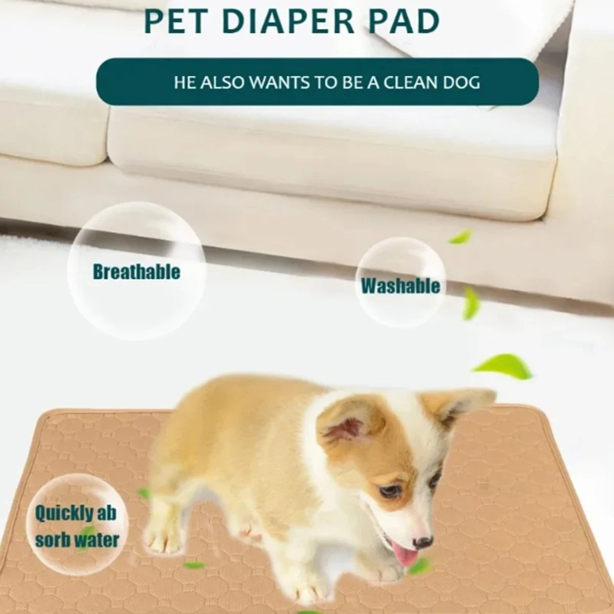 Tapete Higiênico Absorvente Lavável e Reutilizável para Cães e Gatos