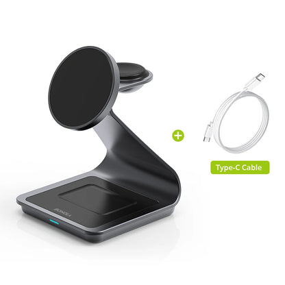 Carregador Sem Fio Magnético 3 em 1 Bonola 30W – iPhone, Apple Watch e AirPods