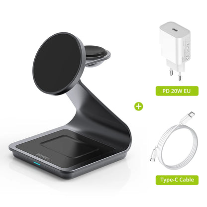 Carregador Sem Fio Magnético 3 em 1 Bonola 30W – iPhone, Apple Watch e AirPods