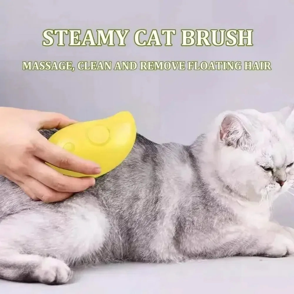 Escova a Vapor para Cães e Gatos 3 em 1 – Massageadora com Pulverizador