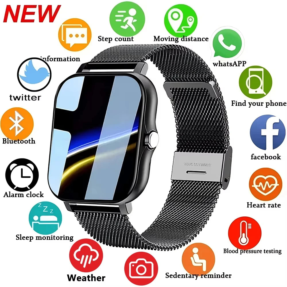 Smartwatch LAXASFIT 2025 – Relógio Inteligente com Chamadas Bluetooth e Monitor Fitness