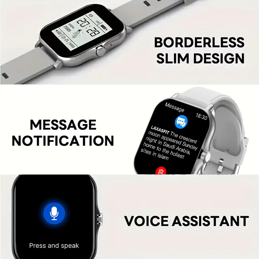 Smartwatch LAXASFIT 2025 – Relógio Inteligente com Chamadas Bluetooth e Monitor Fitness
