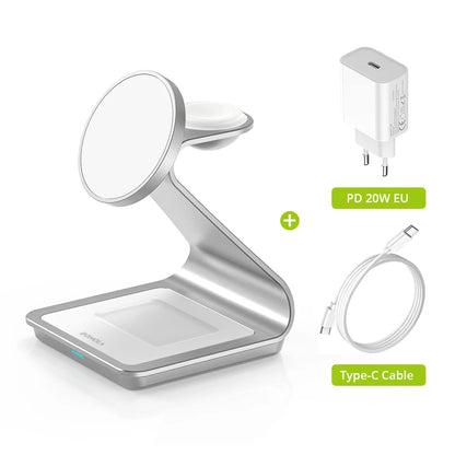Carregador Sem Fio Magnético 3 em 1 Bonola 30W – iPhone, Apple Watch e AirPods