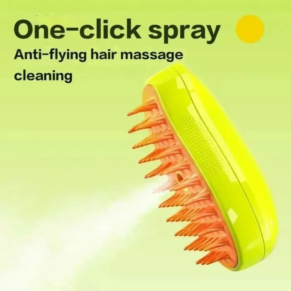 Escova a Vapor para Cães e Gatos 3 em 1 – Massageadora com Pulverizador