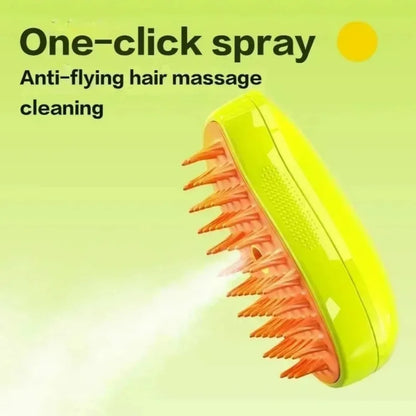 Escova a Vapor para Cães e Gatos 3 em 1 – Massageadora com Pulverizador