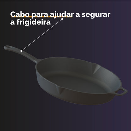 Frigideira de Ferro Fundido Cabo de Ferro 30 Cm (frigideira de ferro grande) - Libaneza